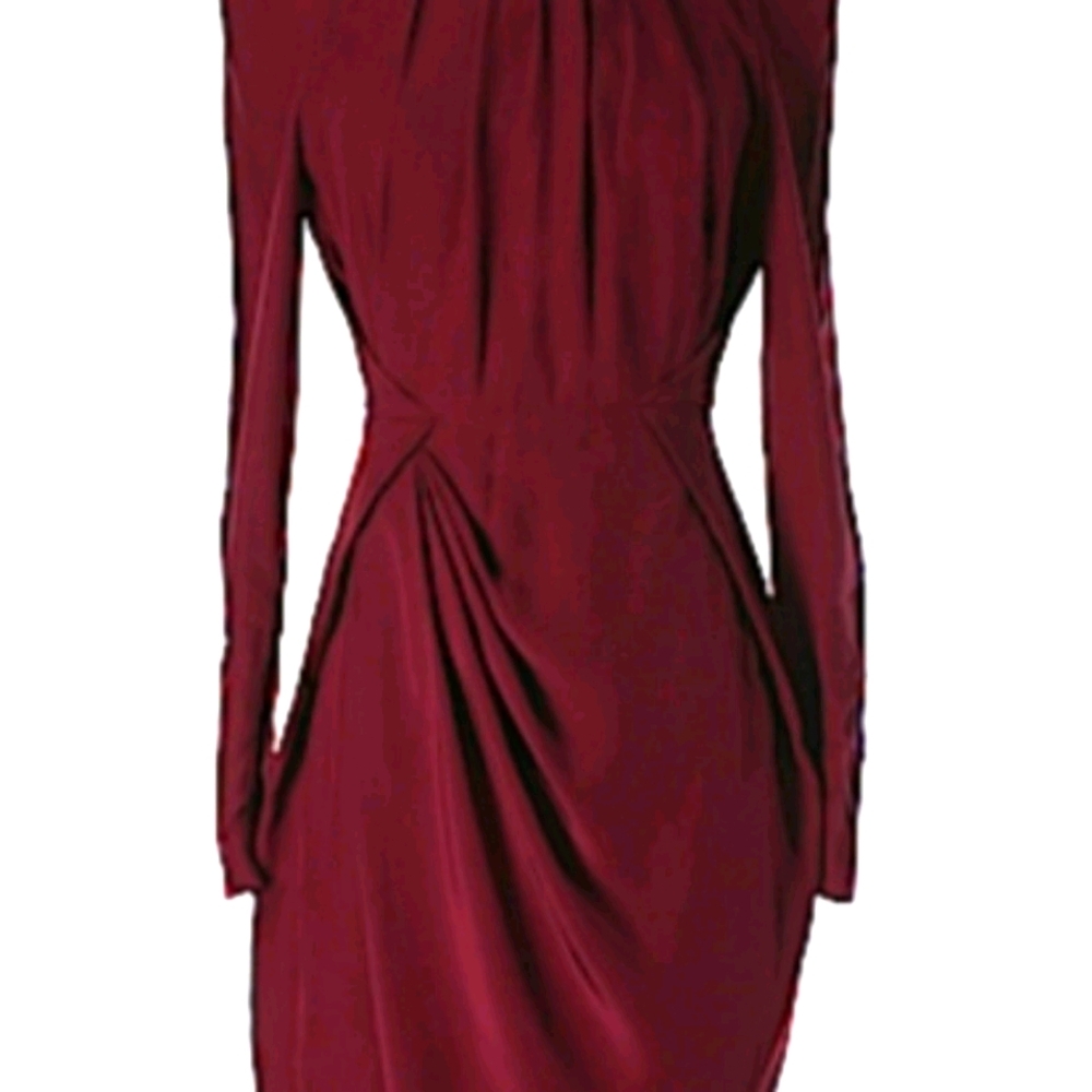 Elegant Burgundy Long Sleeve Dress